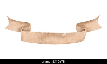 Blank beige ribbon banner hand drawn for decorative text design in ...