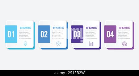 Infographic design template.Business process with 4 steps. Vector thin line elements for presentation Stock Vector