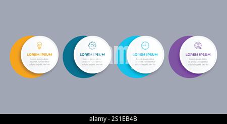 Infographic design template.Business process with 4 steps. Vector thin line elements for presentation Stock Vector