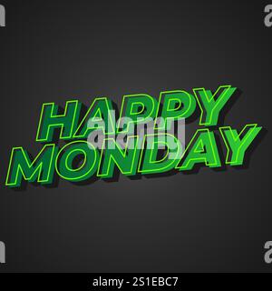 Happy monday text effect design with super bold fonts good for social media Stock Vector