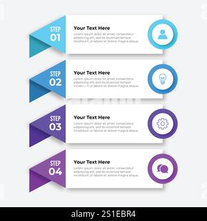 Infographic design template.Business process with 4 steps. Vector thin line elements for presentation Stock Vector