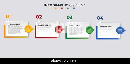 Infographic design template.Business process with 4 steps. Vector thin line elements for presentation Stock Vector