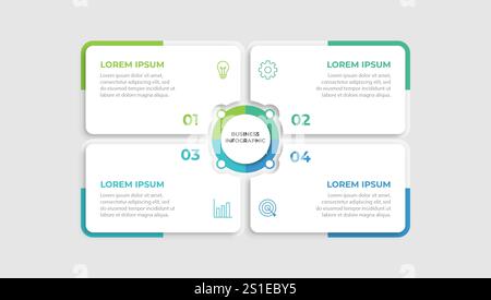 Infographic design template.Business process with 4 steps. Vector thin line elements for presentation Stock Vector