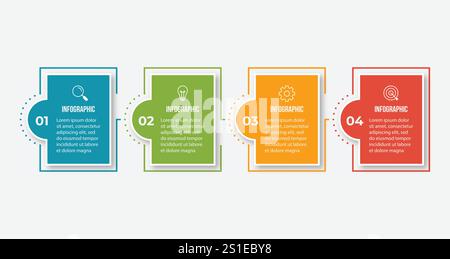 Infographic design template.Business process with 4 steps. Vector thin line elements for presentation Stock Vector