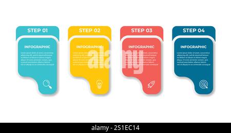 Infographic design template.Business process with 4 steps. Vector thin line elements for presentation Stock Vector