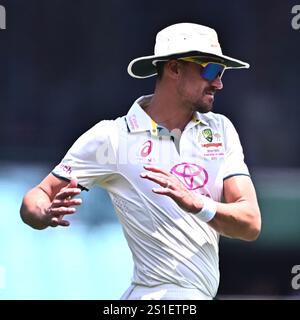 Sydney, Australia. 03rd Jan, 2025. Mitchell Starc of Australia seen during day one of the Fifth Men's Test Match in the Border-Gavaskar Trophy series between Australia and India at Sydney Cricket Ground (SCG). Final score; India - 185/10 in 72.2 overs, Australia 9/1 in 3 overs. Credit: SOPA Images Limited/Alamy Live News Stock Photo