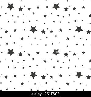 Star seamless pattern. Repeating black stars isolated on white background. repeated simple prints for design. Abstract monocrome lattice. Repeat Stock Vector