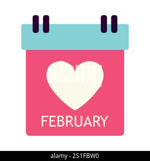 Tear-off calendar. Valentine's day. Vector illustration in flat style. Stock Vector