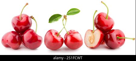 set of sweet cherries isolated on a white background. Stock Photo