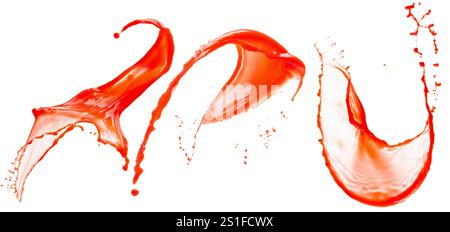 set of red paint splash isolated on white background. Stock Photo