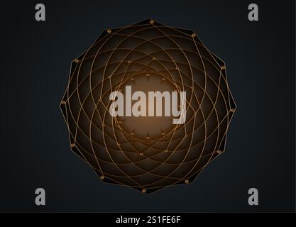 Gold Luxury Sacred Mandala template. Flower round design element isolated on black background. Circle pattern in golden color. Vector illustration for Stock Vector