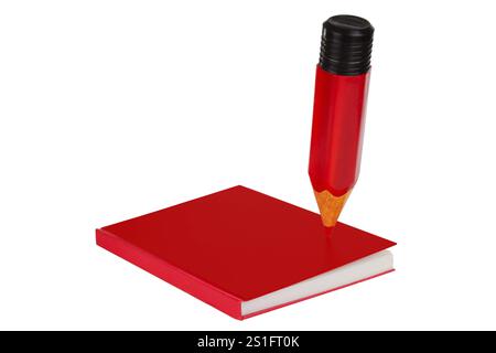 Red pencil cut out on white background Stock Photo