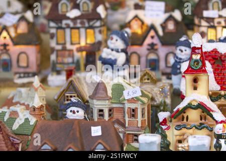 Decorative Christmas figures in detail at a Christmas market Stock Photo