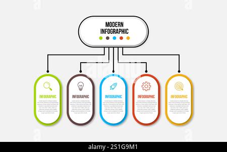 Presentation business infographic template with 5 options. Vector illustration. Stock Vector