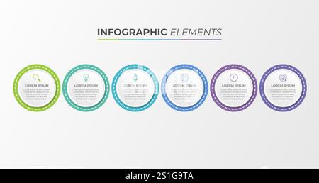 Presentation business infographic template with 6 options. Vector illustration. Stock Vector