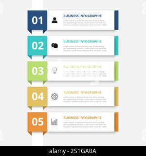 Presentation business infographic template with 5 options. Vector illustration. Stock Vector