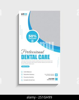 Dentist or Dental Care Social Media Story Template Stock Vector