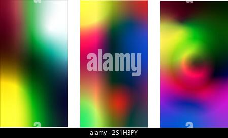 abstract vertical background wallpapers set of three with multi colors Stock Vector