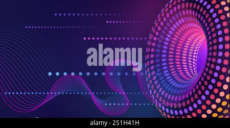 High-speed flow and transmission of big data, internet network. Digital circular futuristic design of machine learning artificial intelligence, flow o Stock Vector