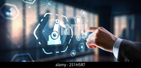 RPA Robotic Process Automation system. Artificial intelligence concept Stock Photo