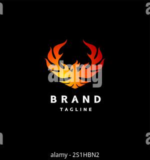 Legend Majestic Firebird Logo Design. Fiery Phoenix Bird Logo Design. Stock Vector