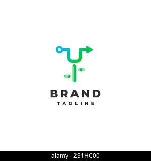 Bicycle Icon With Guide Line Logo Design. Simple Cycle Tracking Logo Design. Stock Vector