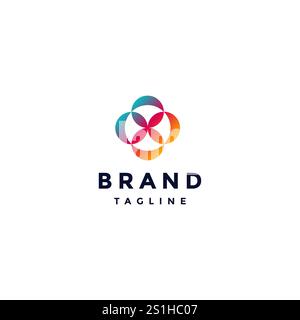 Blooming Flower Symbol Logo Design. Simple Elegant Blooming Flowers Logo Design. Stock Vector