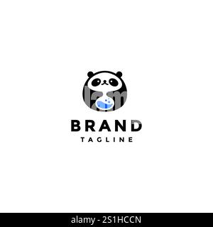 Cute Panda Labs Logo Design. Cute Panda holding Lab Icon Logo Design. Stock Vector