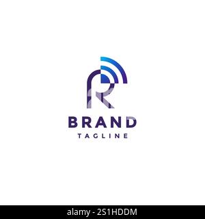 Simple Letter R Wifi Logo Design. Letter R With Radar Icon Logo Design. Stock Vector