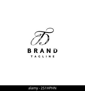 Script Letter TD Logo Design. Classic T and D Script Letters Logo Design. Stock Vector