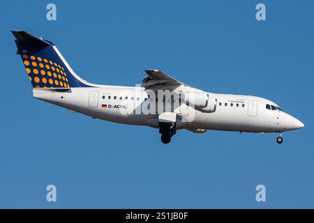 Commercial Passenger jet BAE 146-300 at Inverness Dalcross