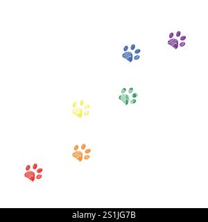 Colorful rainbow colored paw prints design Stock Vector
