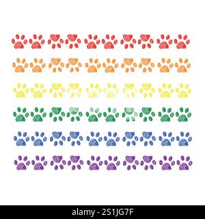 Colorful rainbow colored paw prints Stock Vector