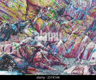 An original, graphic designed abstract art image in the style of a painting. Stock Photo