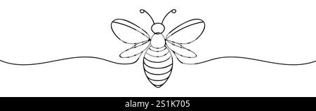 Continuous one line drawing of flying bee. Simple illustration of honey bee line art vector illustration Stock Vector