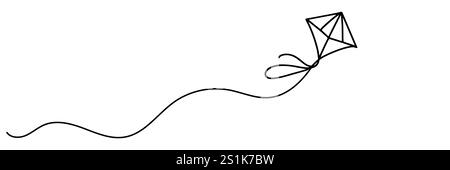 Kite One line drawing on white background. Stock Vector