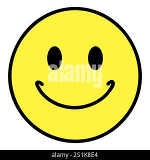 High quality emoticon vector illustration on white background. Emoji smiling. Yellow face smiling with eyes. print emoji. Stock Vector