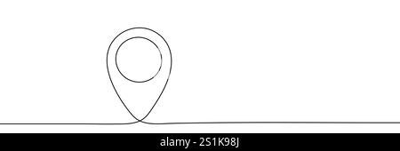 Continuous editable line drawing of map pin icon. GPS icon in one line ...