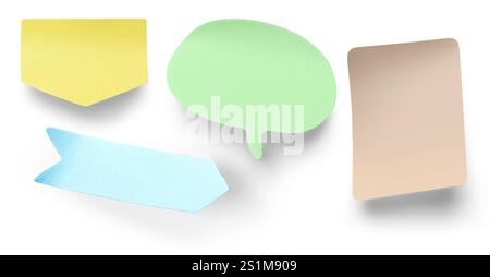 little sticky paper collection with shadow isolated on white background Stock Photo