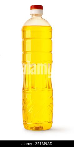 Plastic oil bottle isolated on white background with clipping path Stock Photo