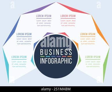 6 Steps business Infographic design 6 steps, objects, elements or options infographic business template Stock Vector