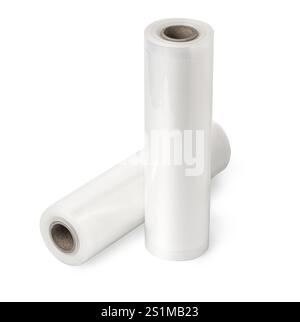 Plastic Packing Wrap Film Isolated on White Background. with clipping path Stock Photo