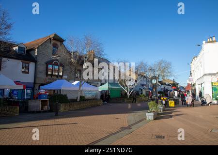 Friday market on Sheep Street in the market town of Bicester in north-eastern Oxfordshire, England Stock Photo