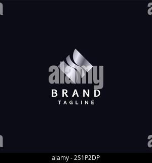 Two Waves Inside Square Logo Design. Diamond Box Icon With Two Waves Inside Logo Design. Stock Vector