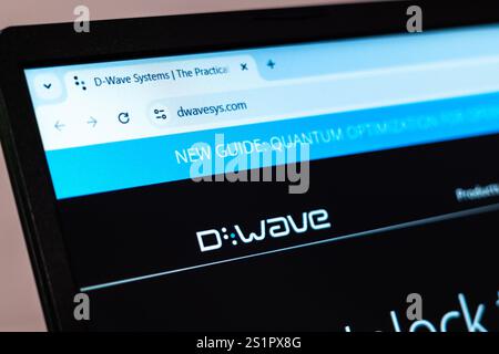 New York, USA - January 01, 2025: D-Wave quantum computing technology homepage displayed on a laptop screen for advanced computing solutions Stock Photo