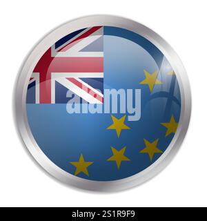 Tuvalu flag - glossy circle button displays a colorful flag representing a country cultural identity and heritage. The essence of national pride and unity. Stock Vector