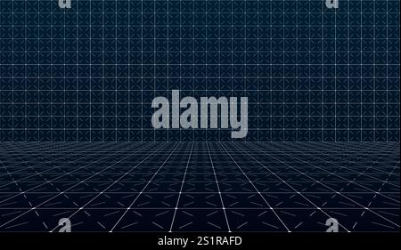 Minimalist HUD grid with intersecting lines in perspective. Clean modern abstract design. Futuristic backdrop ideal for product display. EPS illustration highlighting technology and sleek visuals Stock Vector