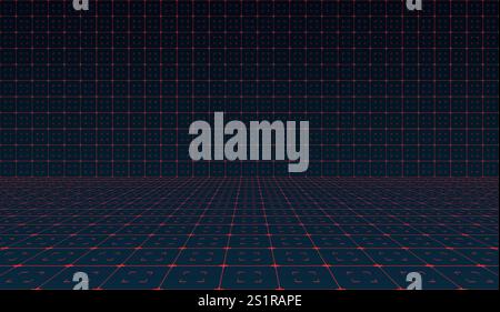 Futuristic virtual technology HUD grid with sleek design. Sci fi FUI GUI backdrop showcasing advanced AI integration. Hi tech digital theme for spaceship inspired interfaces and modern layouts Stock Vector