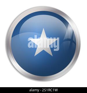 Somalia flag - glossy circle button displays a colorful flag representing a country cultural identity and heritage. The essence of national pride and unity. Stock Vector