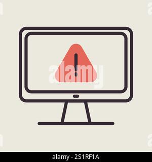 Computer warning vector icon. Simple digital system error. Security sign. Graph symbol for your web site design, logo, app, UI Stock Vector